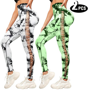 2-Pack Women's High Waisted Seamless Yoga Leggings | Butt Lifting Pants - ORYMERE