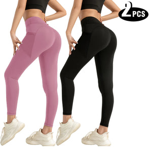 2-Pack Women's High Waisted Seamless Yoga Leggings | Butt Lifting Pants - ORYMERE