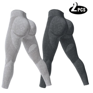 2-Pack Women's High Waisted Seamless Yoga Leggings | Butt Lifting Pants - ORYMERE