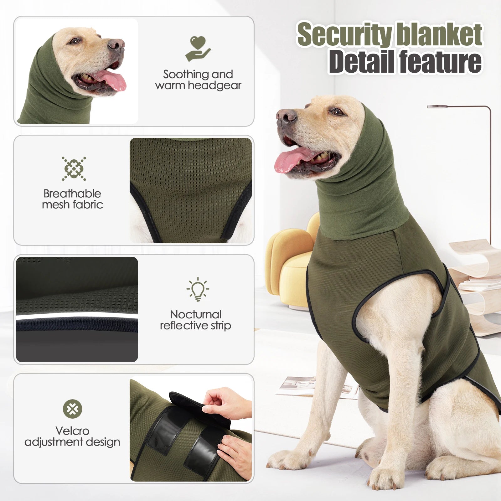 Comfort Wrap Anxiety Jacket for Dogs & Cats with Ear Protection