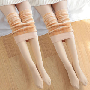 Fleece Lined Thermal Pantyhose | Winter Fake Sheer Skin Tights - ORYMERE