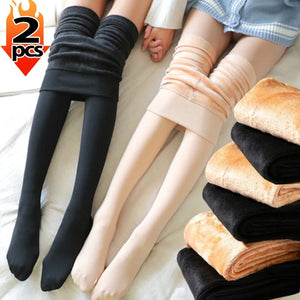 Fleece Lined Thermal Pantyhose | Winter Fake Sheer Skin Tights - ORYMERE