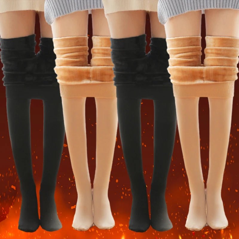 Fleece Lined Thermal Pantyhose | Winter Fake Sheer Skin Tights - ORYMERE