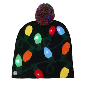 LED Knitted Christmas Beanie Hat | Light-Up Holiday Warm Cap - ORYMERE
