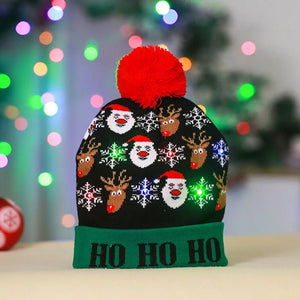 LED Knitted Christmas Beanie Hat | Light-Up Holiday Warm Cap - ORYMERE