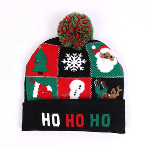 LED Knitted Christmas Beanie Hat | Light-Up Holiday Warm Cap - ORYMERE