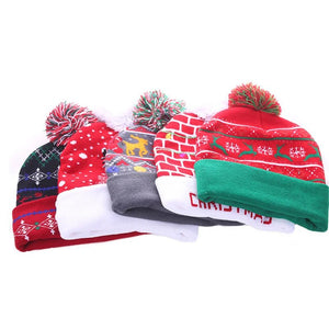 LED Knitted Christmas Beanie Hat | Light-Up Holiday Warm Cap - ORYMERE