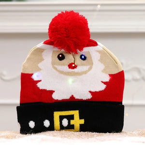 LED Knitted Christmas Beanie Hat | Light-Up Holiday Warm Cap - ORYMERE