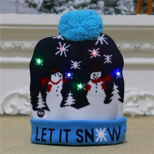 LED Knitted Christmas Beanie Hat | Light-Up Holiday Warm Cap - ORYMERE