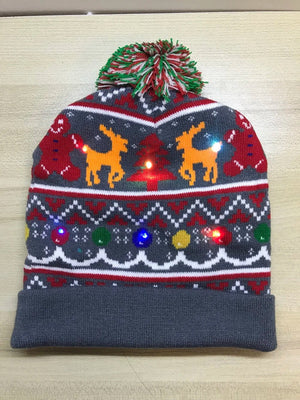 LED Knitted Christmas Beanie Hat | Light-Up Holiday Warm Cap - ORYMERE