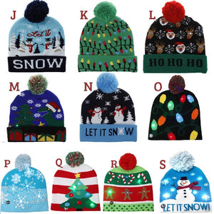 LED Knitted Christmas Beanie Hat | Light-Up Holiday Warm Cap - ORYMERE