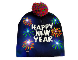LED Knitted Christmas Beanie Hat | Light-Up Holiday Warm Cap - ORYMERE