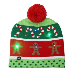 LED Knitted Christmas Beanie Hat | Light-Up Holiday Warm Cap - ORYMERE