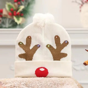 LED Knitted Christmas Beanie Hat | Light-Up Holiday Warm Cap - ORYMERE