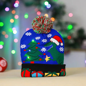 LED Knitted Christmas Beanie Hat | Light-Up Holiday Warm Cap - ORYMERE