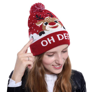 LED Knitted Christmas Beanie Hat | Light-Up Holiday Warm Cap - ORYMERE