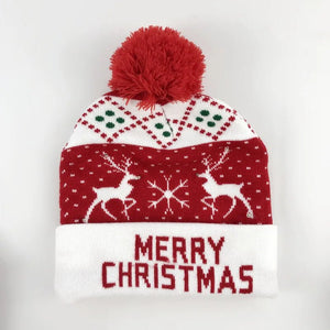 LED Knitted Christmas Beanie Hat | Light-Up Holiday Warm Cap - ORYMERE