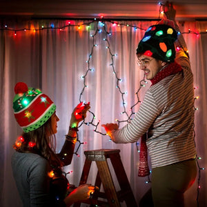 LED Knitted Christmas Beanie Hat | Light-Up Holiday Warm Cap - ORYMERE