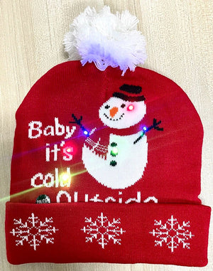 LED Knitted Christmas Beanie Hat | Light-Up Holiday Warm Cap - ORYMERE