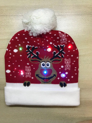 LED Knitted Christmas Beanie Hat | Light-Up Holiday Warm Cap - ORYMERE