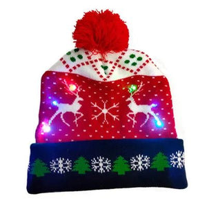 LED Knitted Christmas Beanie Hat | Light-Up Holiday Warm Cap - ORYMERE