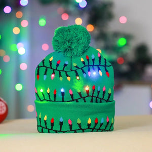 LED Knitted Christmas Beanie Hat | Light-Up Holiday Warm Cap - ORYMERE