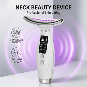 LED Neck & Face Massager – 7 Color Light, Heat & Vibration Skincare Beauty Device - ORYMERE