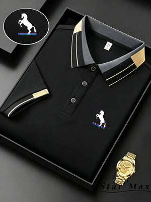 Men's Luxury Short Sleeve Polo Shirt | Horse Embroidery Milan Style - ORYMERE