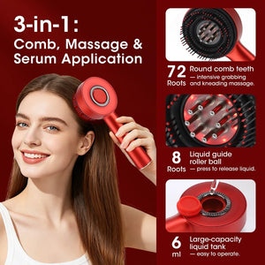 Red Light Scalp Massage Comb – Electric Kneading Hair Brush with 6ML Oil Applicator - ORYMERE