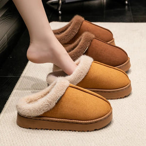 Women’s Fluffy Winter Slippers – Warm Faux Suede House Shoes with Thick EVA Sole - ORYMERE