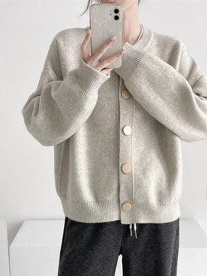Women’s O-Neck Knit Cardigan – Button Front Long Sleeve Sweater for Fall & Winter - ORYMERE