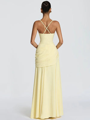 Women’s Off-Shoulder Backless Maxi Dress – Ruched Bodycon Long Party Dress - ORYMERE
