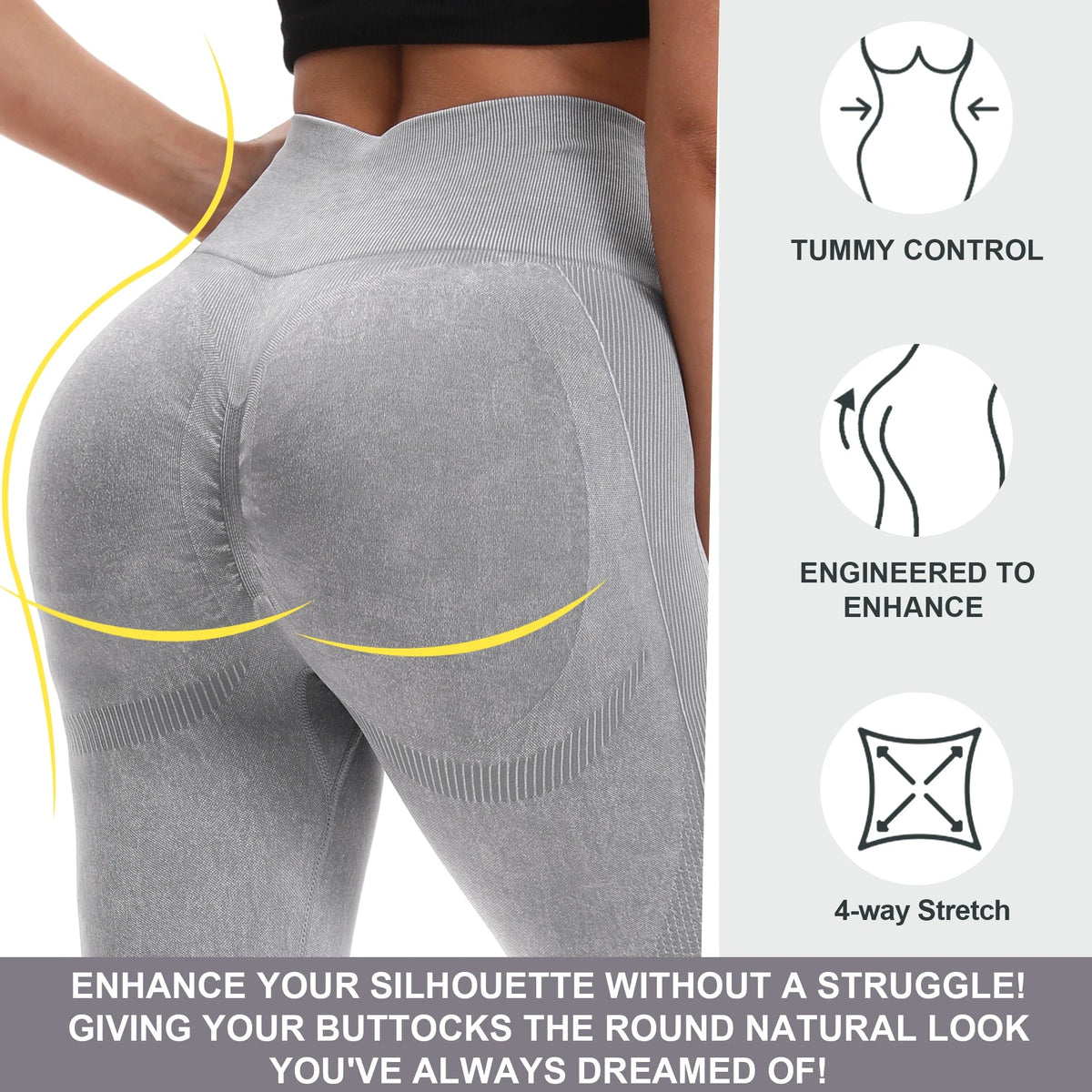 2-Pack Women's High Waisted Seamless Yoga Leggings | Butt Lifting Pants - ORYMERE