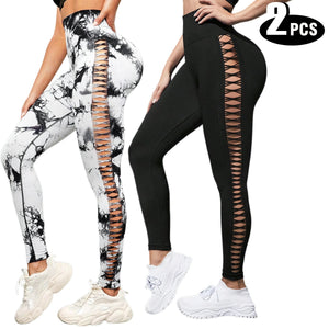 2-Pack Women's High Waisted Seamless Yoga Leggings | Butt Lifting Pants - ORYMERE