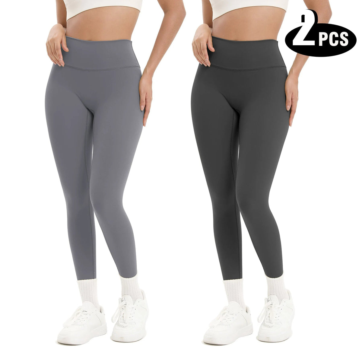 2-Pack Women's High Waisted Seamless Yoga Leggings | Butt Lifting Pants - ORYMERE