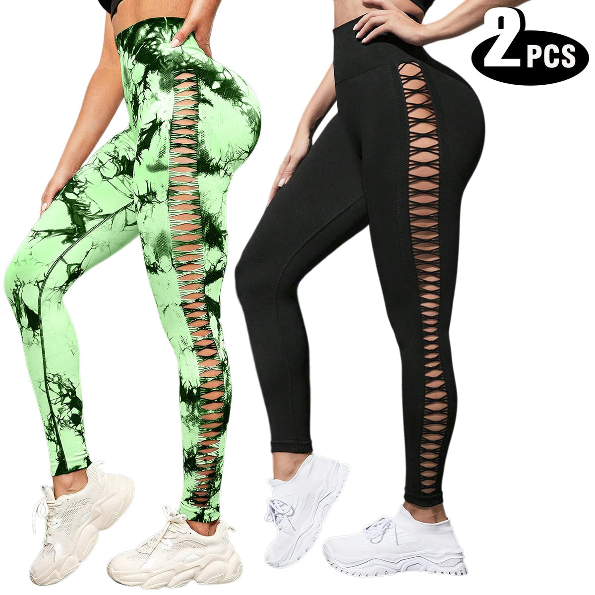 2-Pack Women's High Waisted Seamless Yoga Leggings | Butt Lifting Pants - ORYMERE