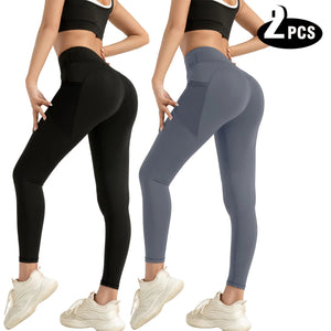 2-Pack Women's High Waisted Seamless Yoga Leggings | Butt Lifting Pants - ORYMERE