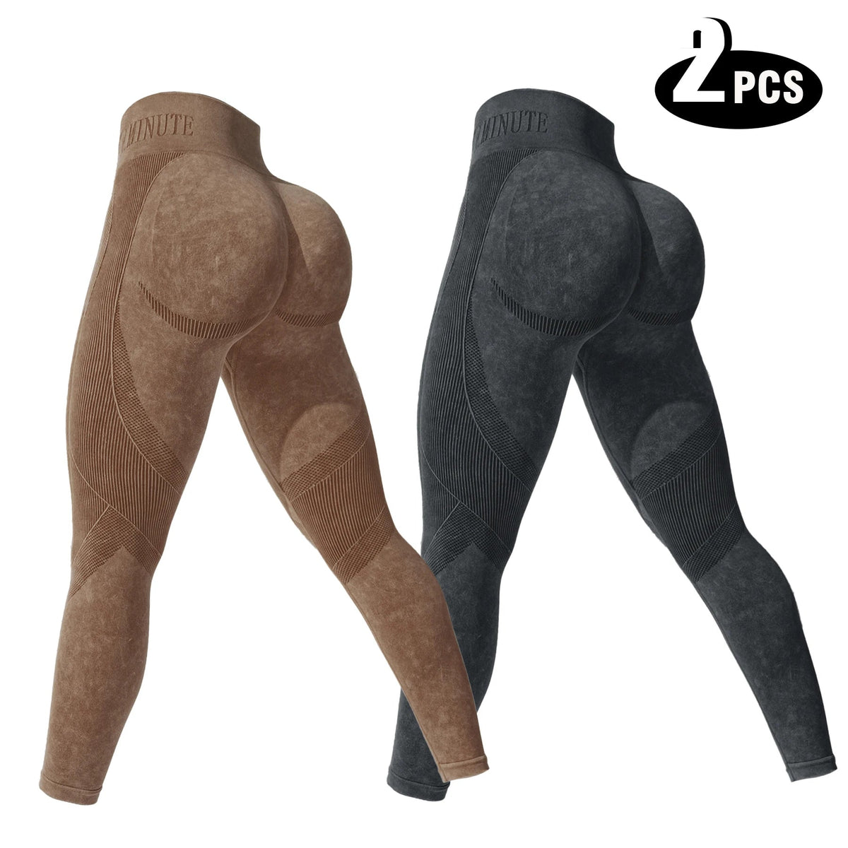 2-Pack Women's High Waisted Seamless Yoga Leggings | Butt Lifting Pants - ORYMERE