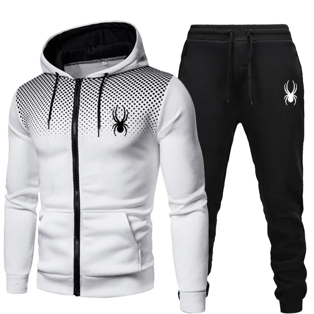 2025 popular two-piece men's sportswear jogging suit sportswear hooded sweatshirt zipper sweatshirt autumn and winter clothing - ORYMERE
