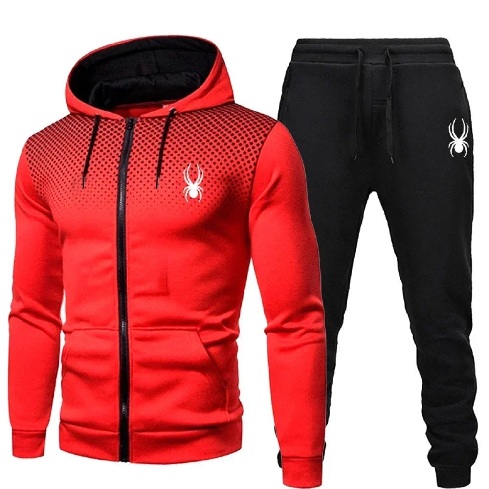 2025 popular two-piece men's sportswear jogging suit sportswear hooded sweatshirt zipper sweatshirt autumn and winter clothing - ORYMERE