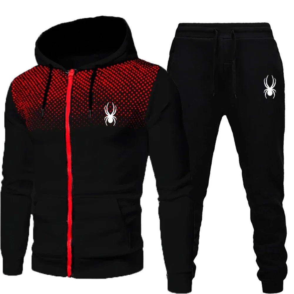 2025 popular two-piece men's sportswear jogging suit sportswear hooded sweatshirt zipper sweatshirt autumn and winter clothing - ORYMERE