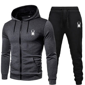 2025 popular two-piece men's sportswear jogging suit sportswear hooded sweatshirt zipper sweatshirt autumn and winter clothing - ORYMERE