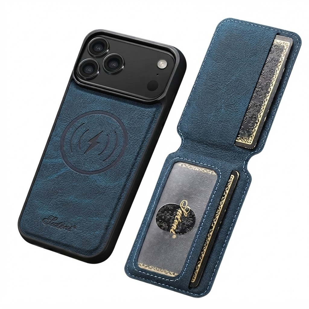 Magnetic Phone Case with Detachable Card Holder Wallet Stand