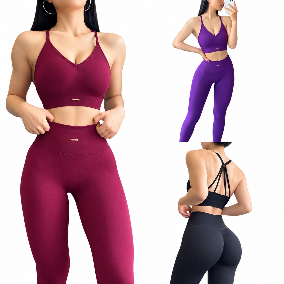 Women's Two-Piece Athletic Workout Set with Sports Bra and Leggings