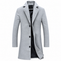 Men's Classic Single-Breasted Wool Blend Overcoat - Light Blue