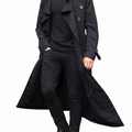 Men's Long Trench Coat with Belt and Double-Breasted Design