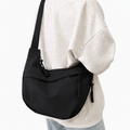 top Minimalist Black Shoulder Crossbody Bag with Curved Design