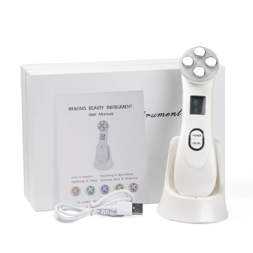 5-in-1 RF EMS LED Facial Beauty Device – Radio Frequency Face Massager for At-Home Skincare - ORYMERE