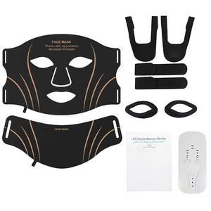 7 Color LED Face & Neck Mask – Flexible Silicone Light Therapy Skincare Set - ORYMERE