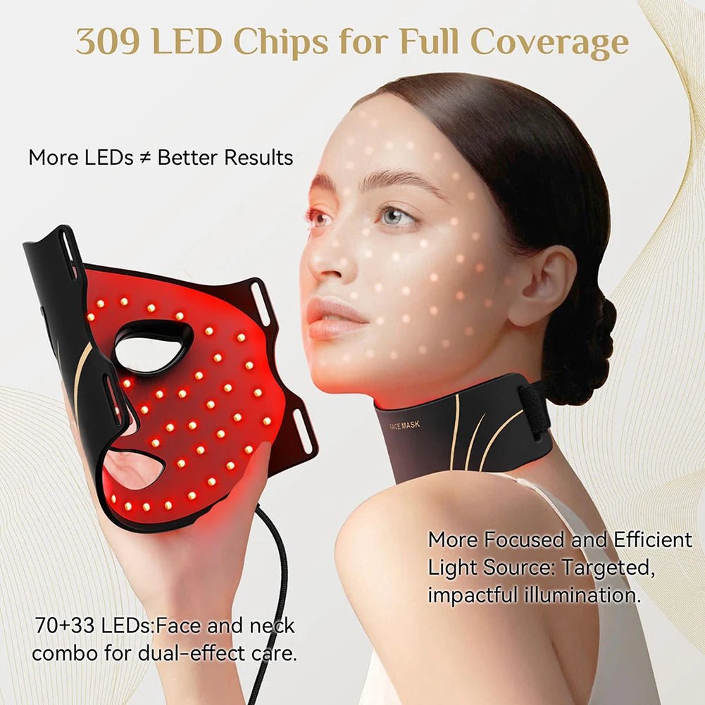 7 Color LED Face & Neck Mask – Flexible Silicone Light Therapy Skincare Set - ORYMERE